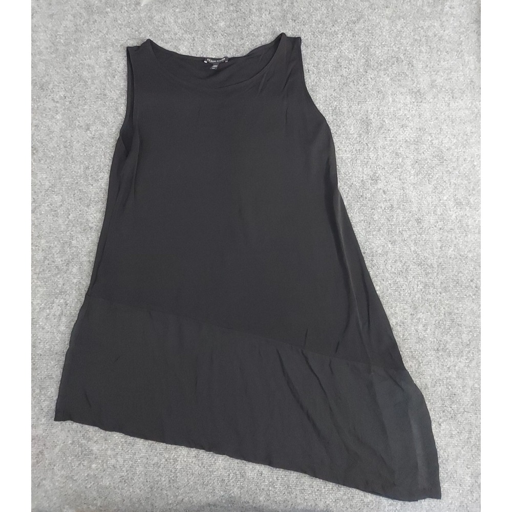 Eileen Fisher Tank Top Womens Small Black Assymetrical Hem Tunic Stretch Casual